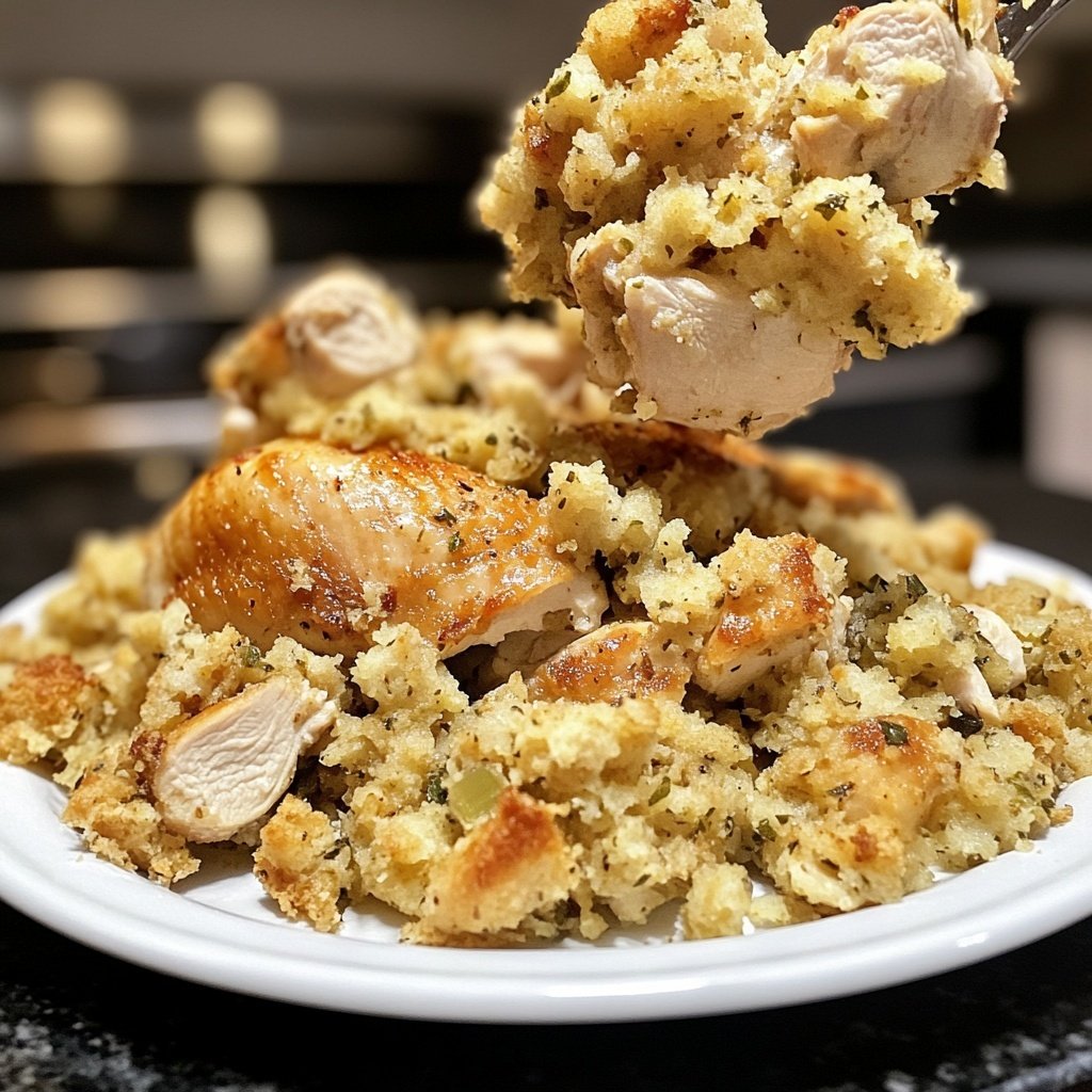 Healthy Crockpot Chicken and Stuffing