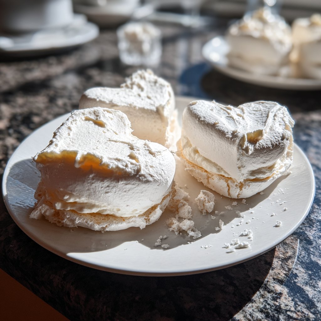 Mini Pavlova Hearts with Cream