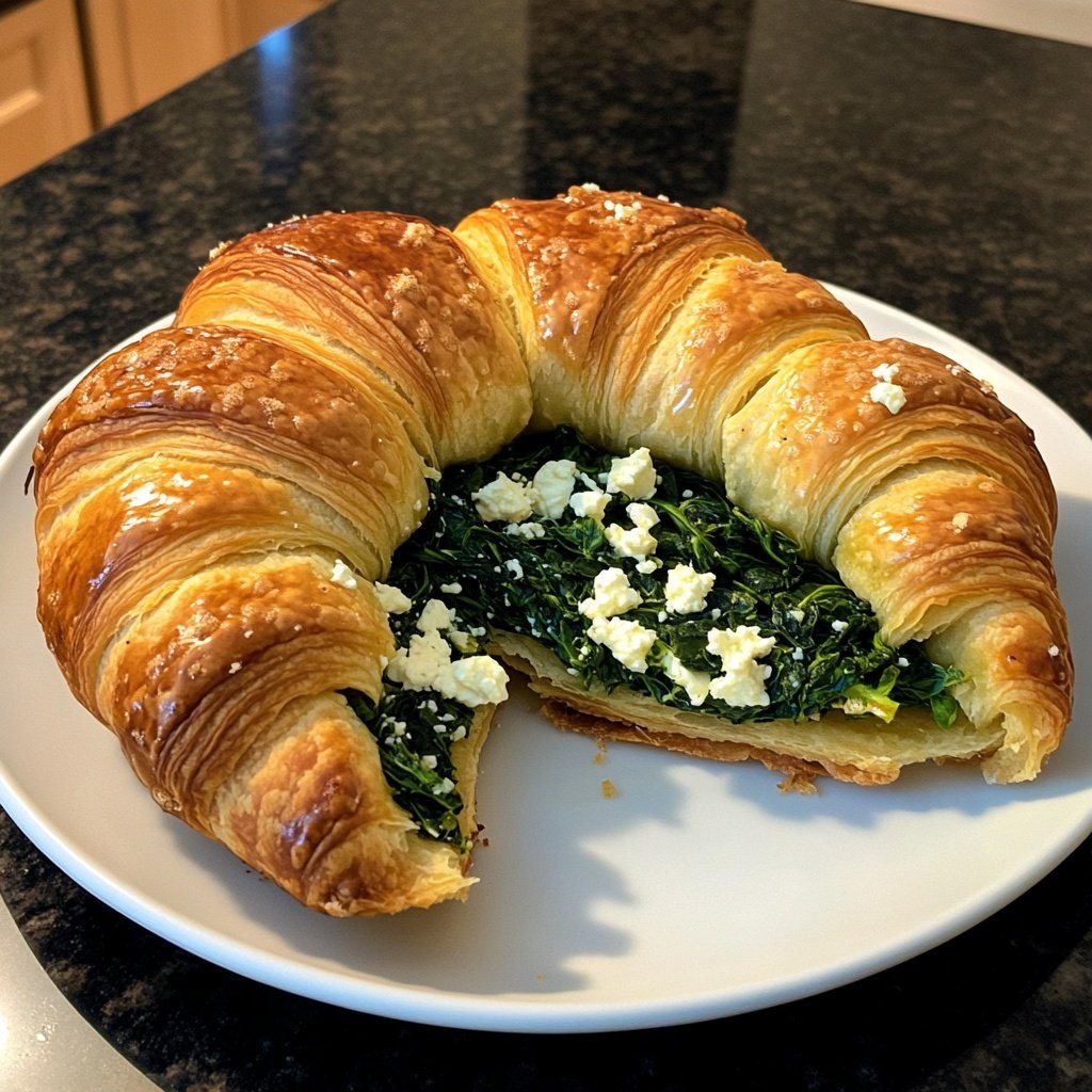 Healthy Spinach and Feta Croissant