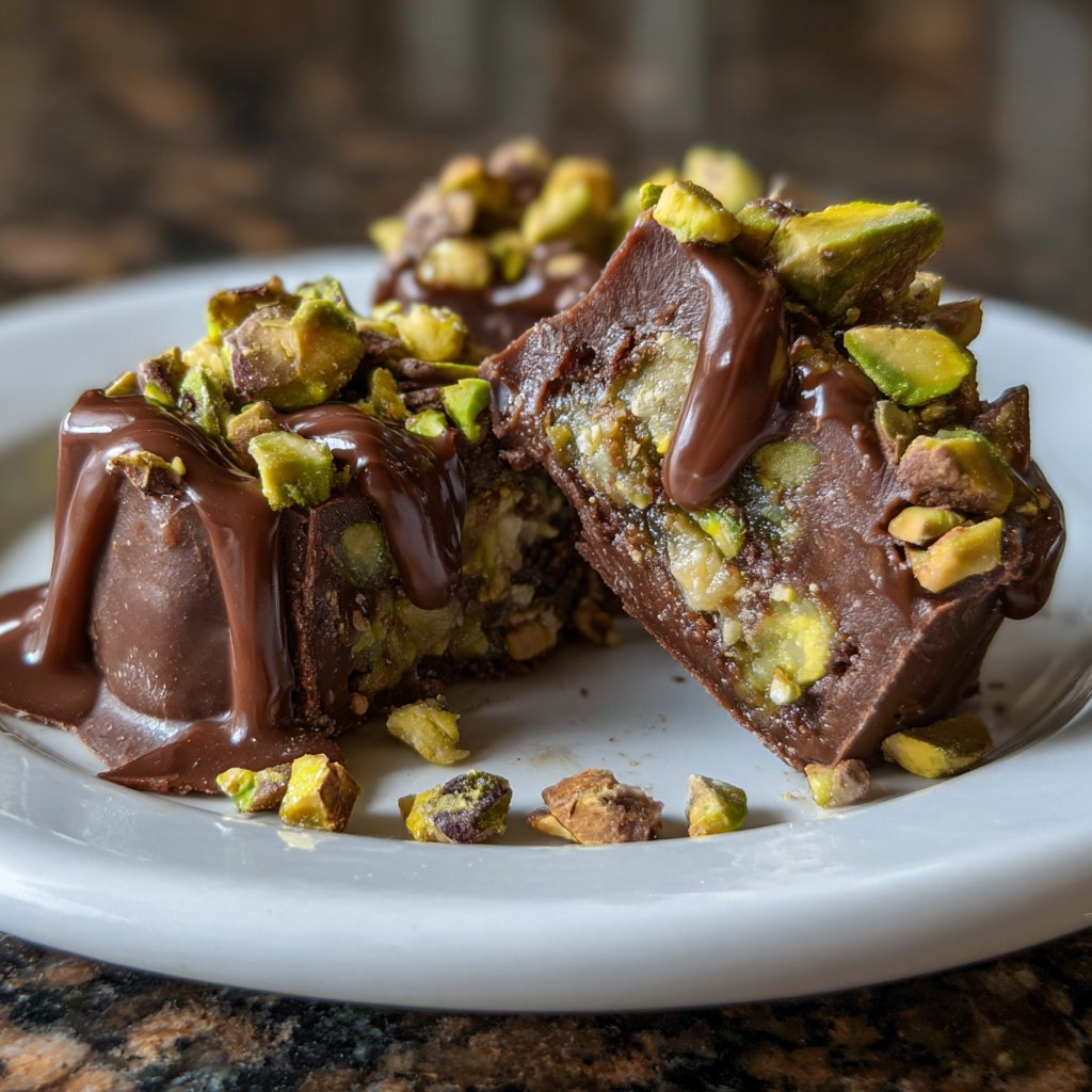 Chocolate Pistachio Fudge Bites