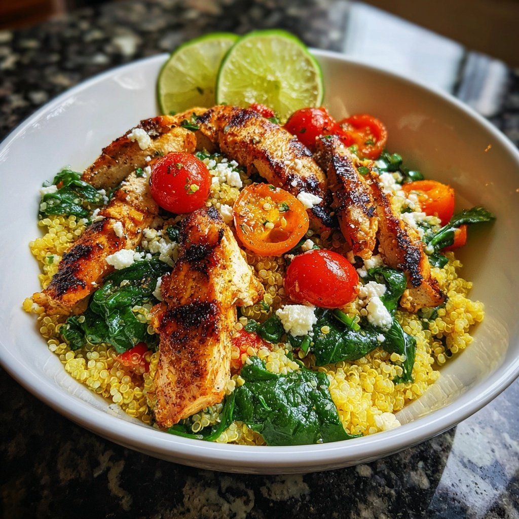 High Protein Chicken Quinoa Bowl