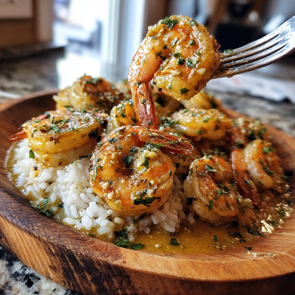 Lemon Garlic Shrimp With Rice