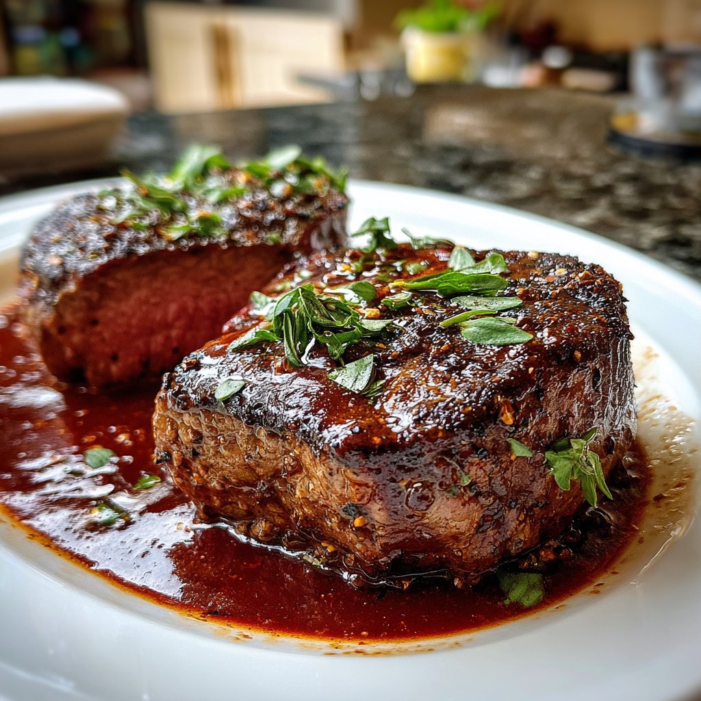 Romantic Filet Mignon with Red Wine Sauce