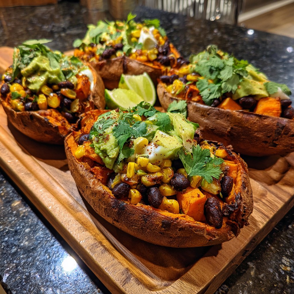 Baked Sweet Potato Veggie Boats