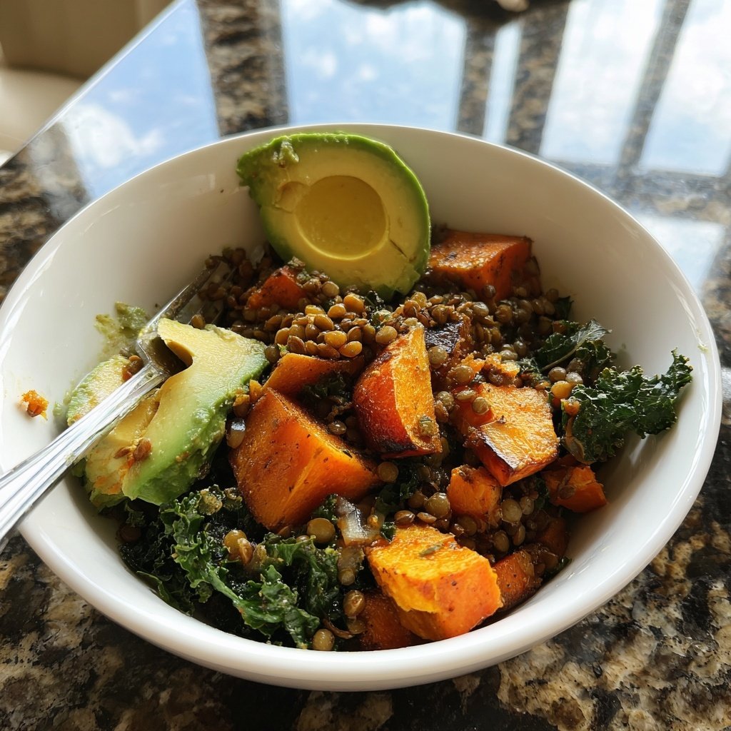Roasted Veggie Lentil Grain Bowl