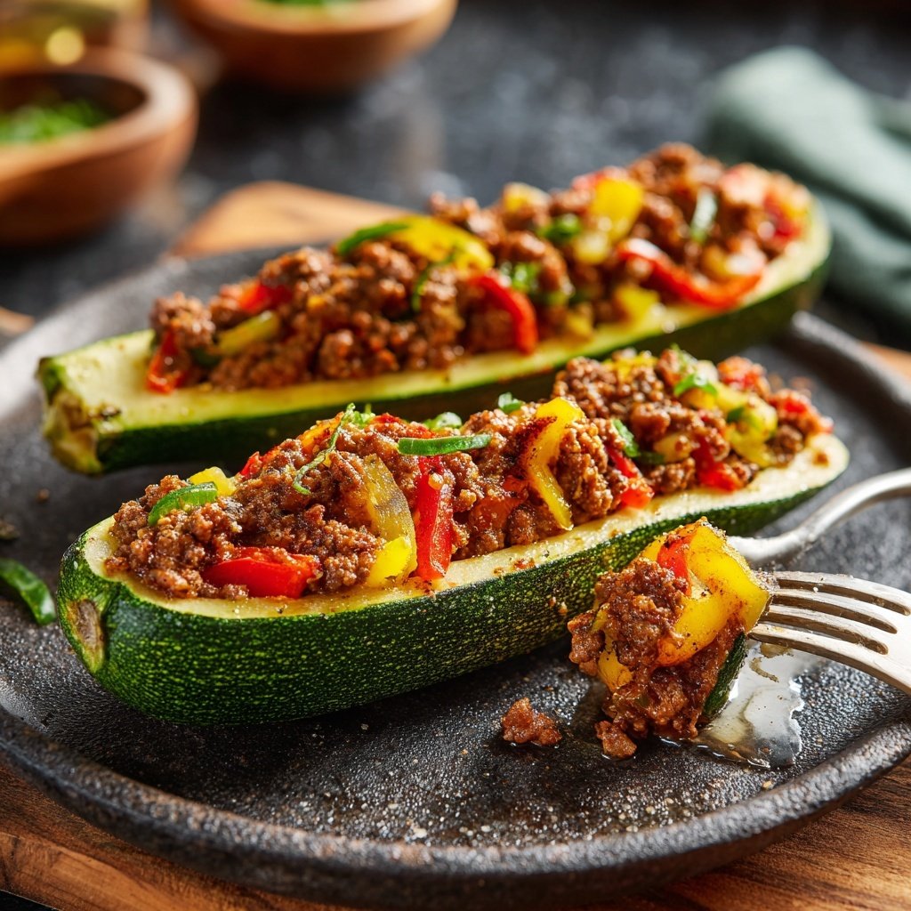 Beef And Veggie Stuffed Zucchini